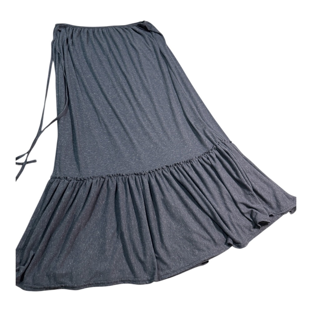 FREE PEOPLE Beach Women's Blue Wrap Ribbed Maxi Skirt Size Small t-shirt materal